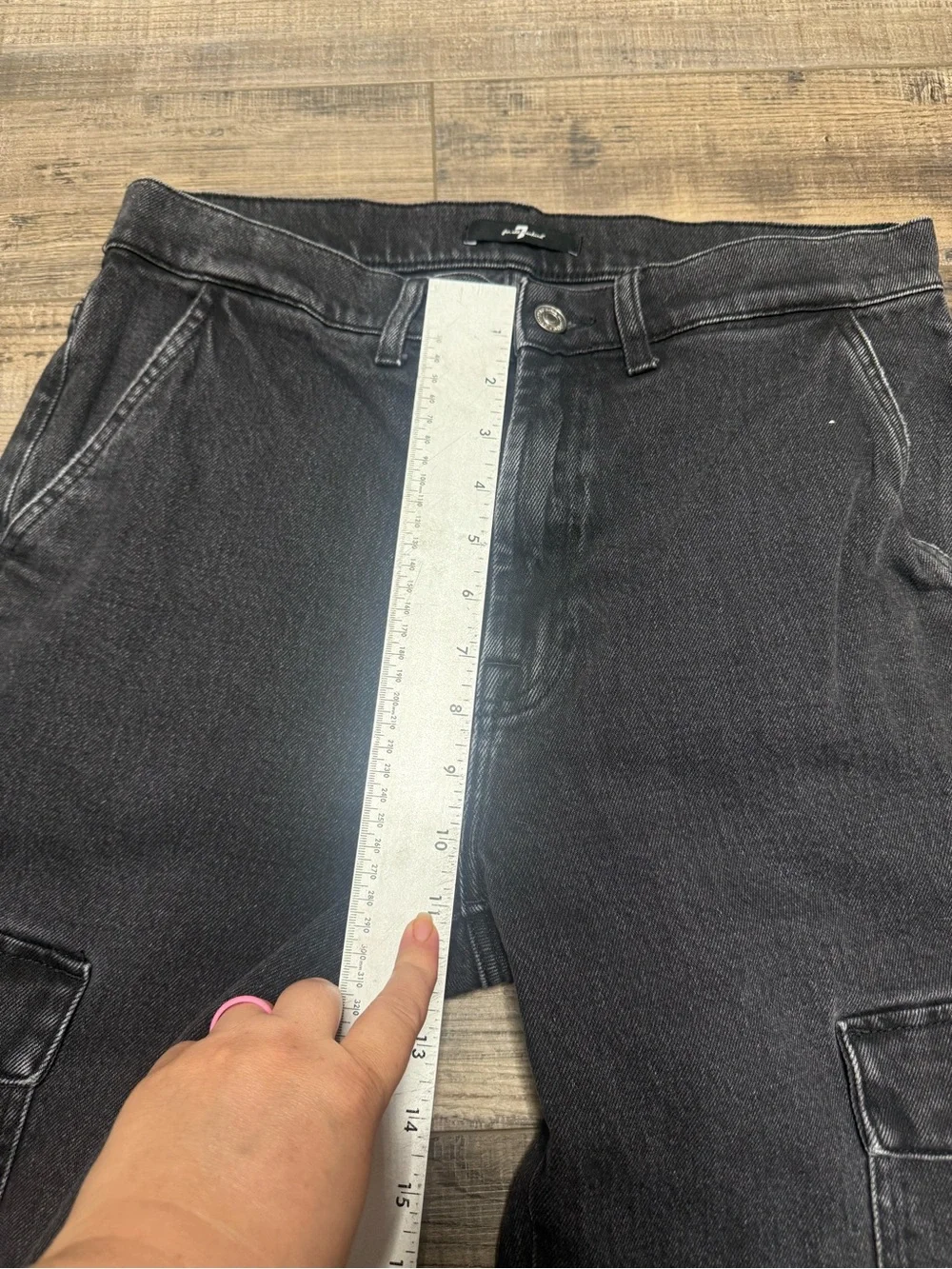 7 For All Mankind Women's Size 31 Black Cargo Denim Pants